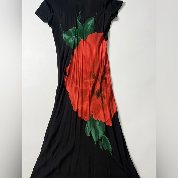 Jeffrey & Dara Black Maxi Dress with Red Floral Print - Picture 4 of 8